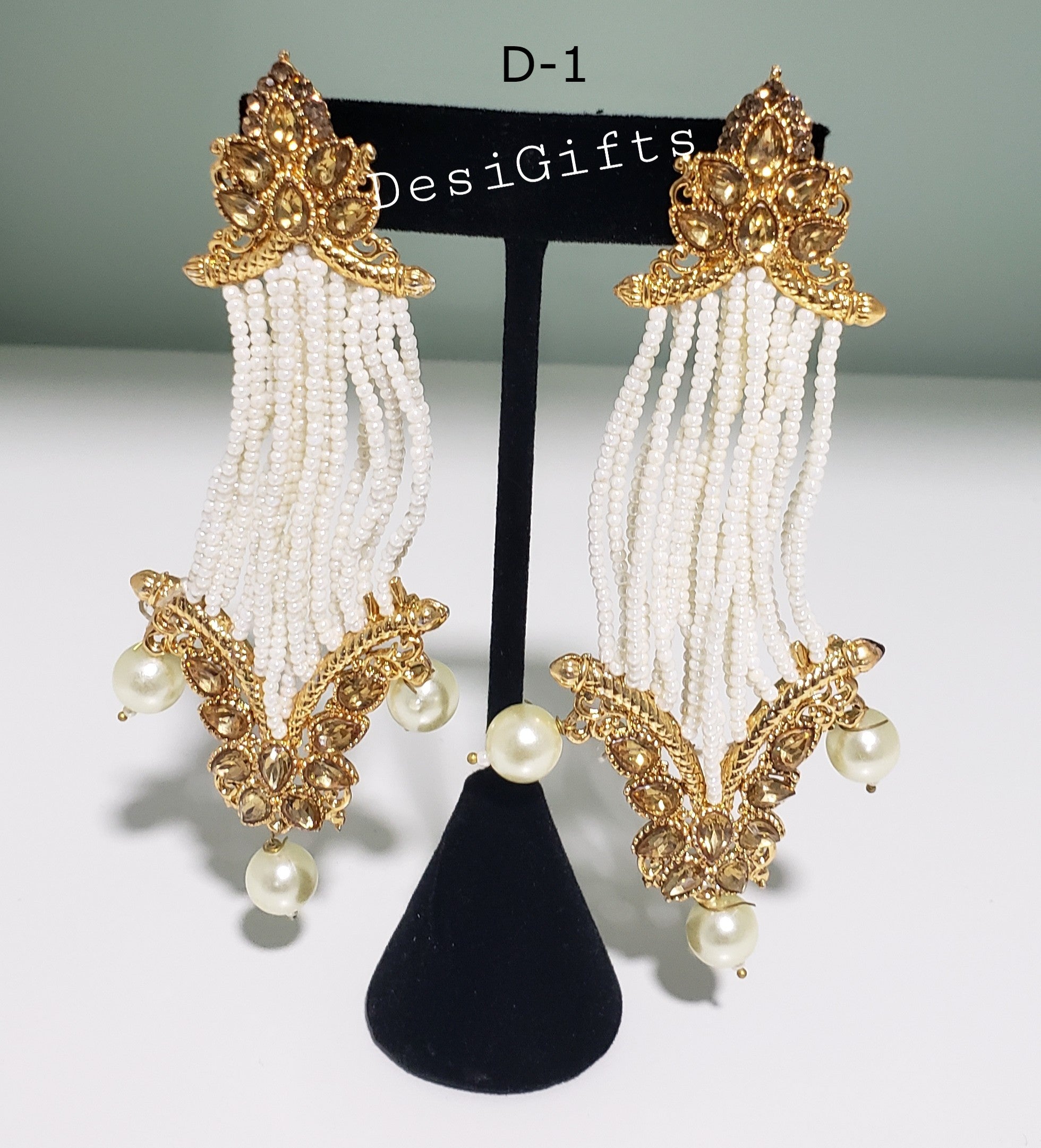 Gold Fill Curl with White Pearl Earrings